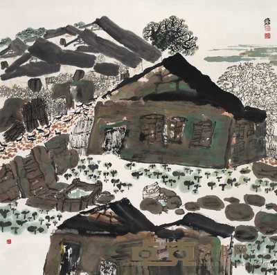 张修竹 蜀乡雨霁 镜心 68×68cm
